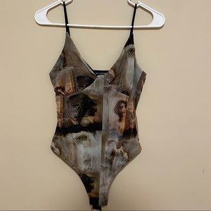 Patterned tank top bodysuit